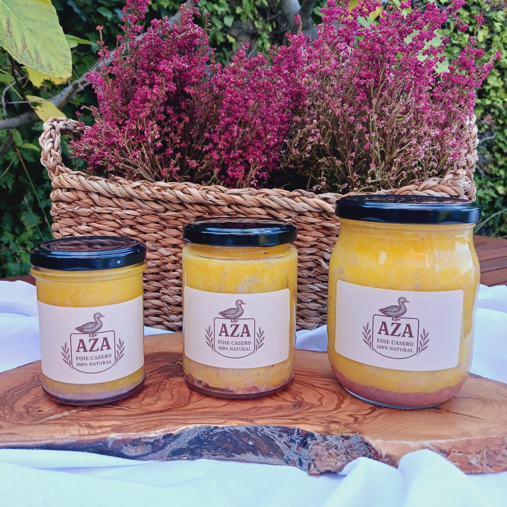 Los tres formatos de foie artesanal AZA